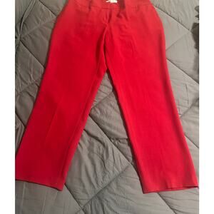 Kasper 16 Fire Red Ankle Pants Straight Slim Leg Stretch Crepe New Without Tag